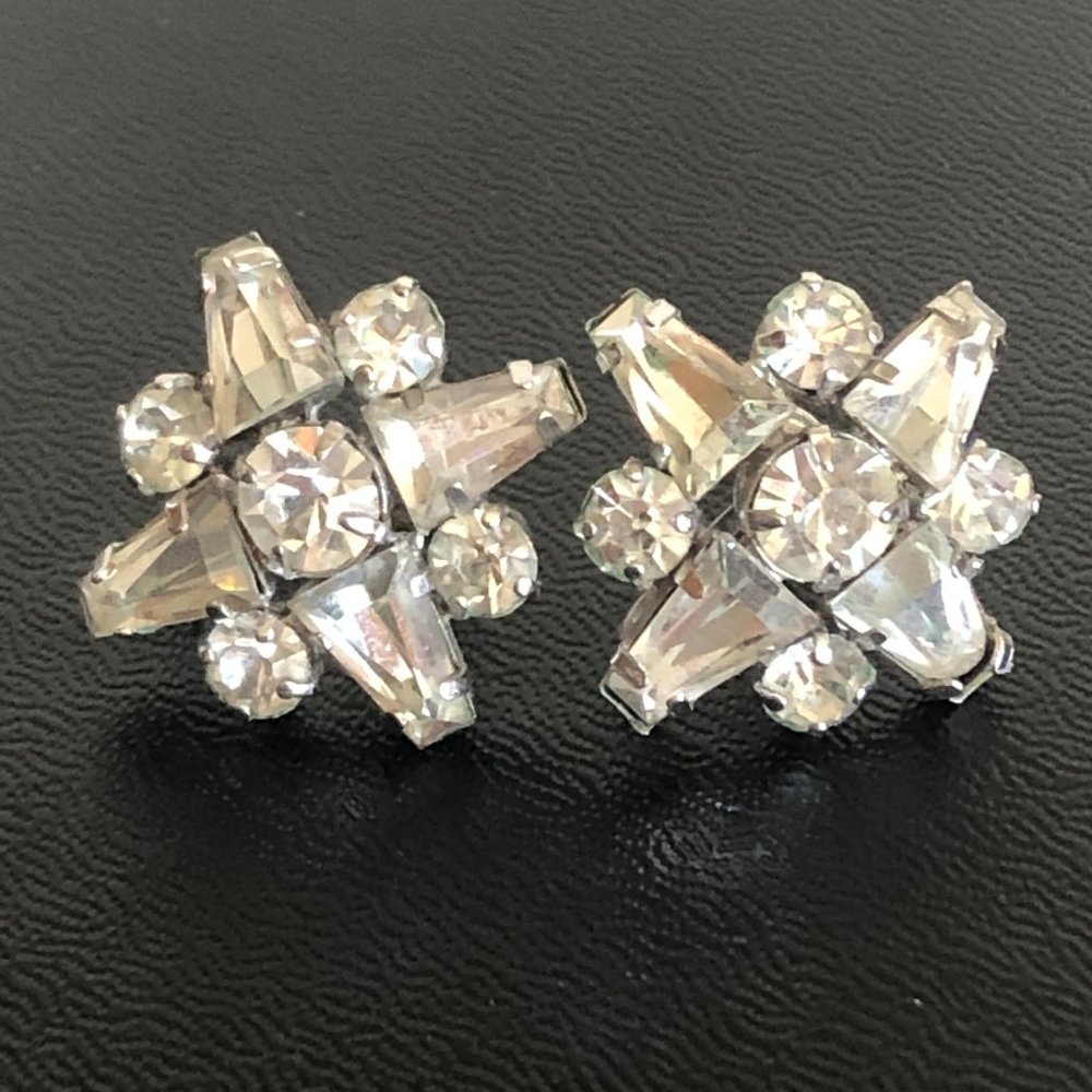 Jay Flex Sterling  Clear Crystal Rhinestone  VTG